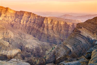 Jebel Shams bei Sonnenuntergang